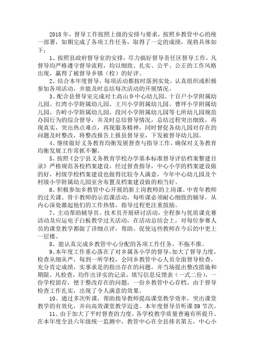2018年教育督导工作总结