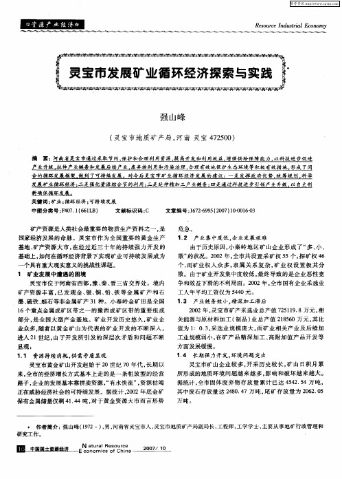灵宝市发展矿业循环经济探索与实践