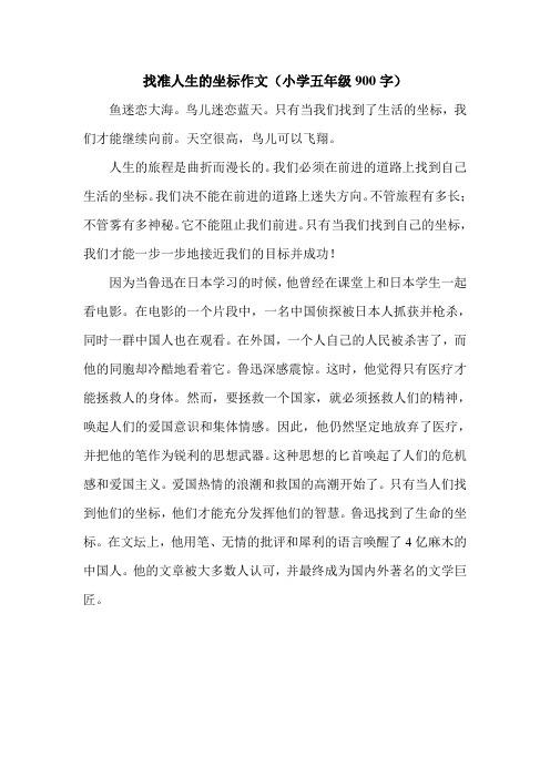 找准人生的坐标作文(小学五年级900字).doc