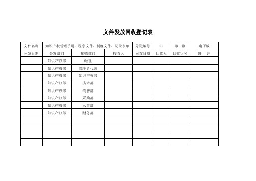 文件发放回收登记表-模板