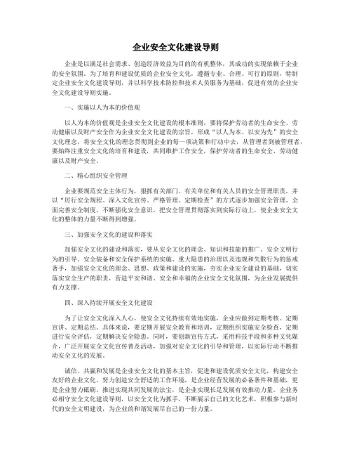 企业安全文化建设导则