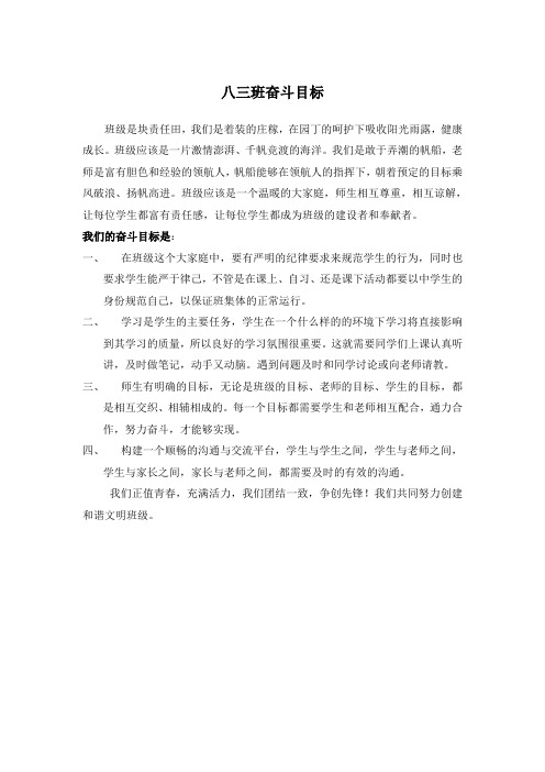 班级奋斗目标