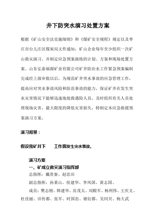 2012年突水现场处置方案