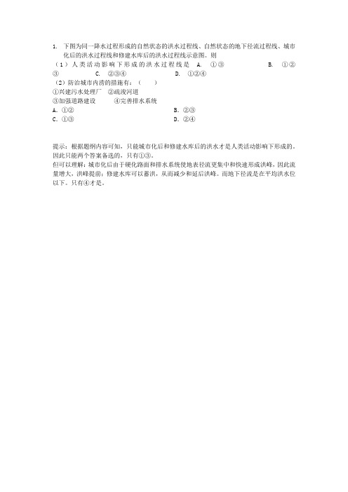下图为同一降水过程形成的自然状态的洪水过程线.doc