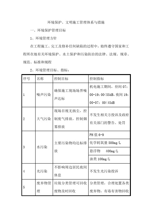 环境保护、文明施工管理体系与措施