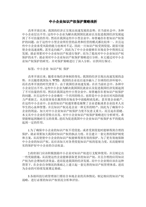 中小企业知识产权保护策略浅析