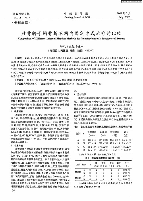 股骨转子间骨折不同内固定方式治疗的比较