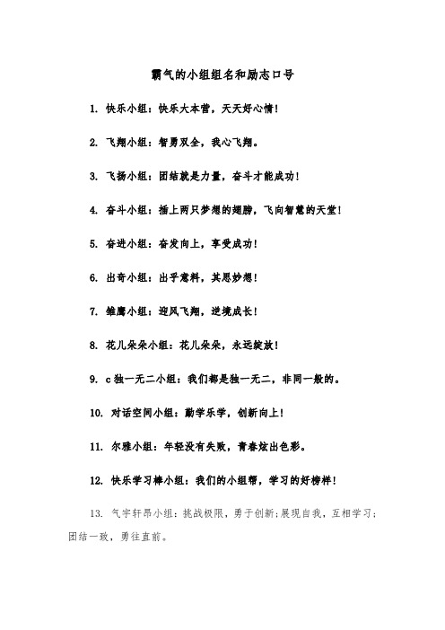 霸气的小组组名和励志口号（2篇）