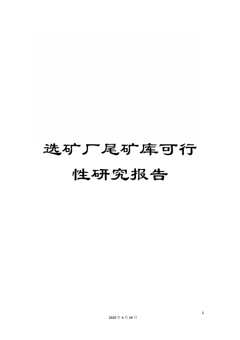 选矿厂尾矿库可行性研究报告