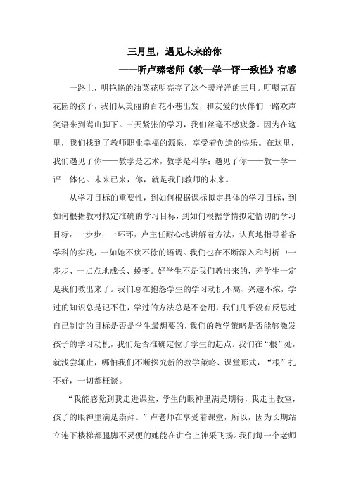 三月里,遇见未来的你——听《教学评一致性》有感