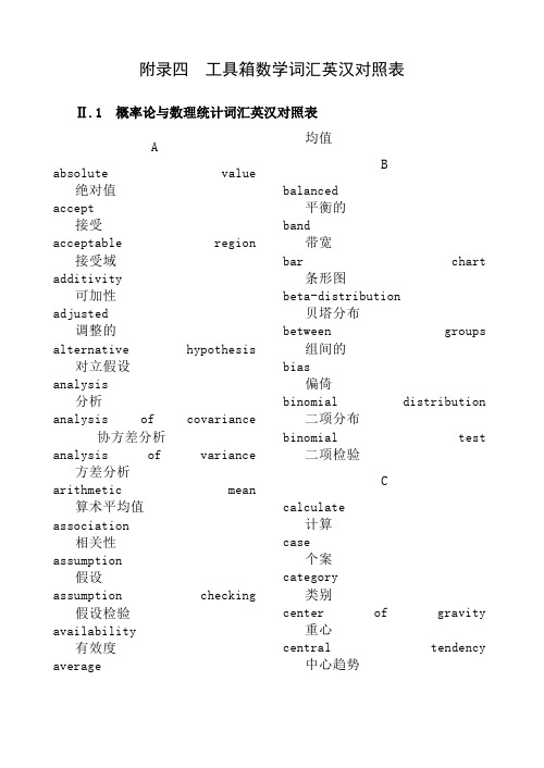 工具箱数学词汇英汉对照表19页word