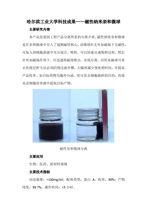 哈尔滨工业大学科技成果——磁性纳米亲和微球