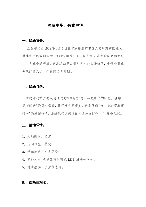 13年五四团日活动策划