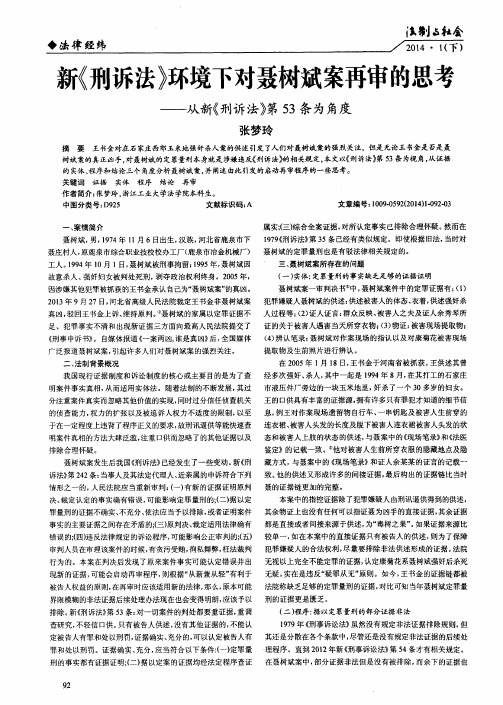 新《刑诉法》环境下对聂树斌案再审的思考——从新《刑诉法》第53条为角度