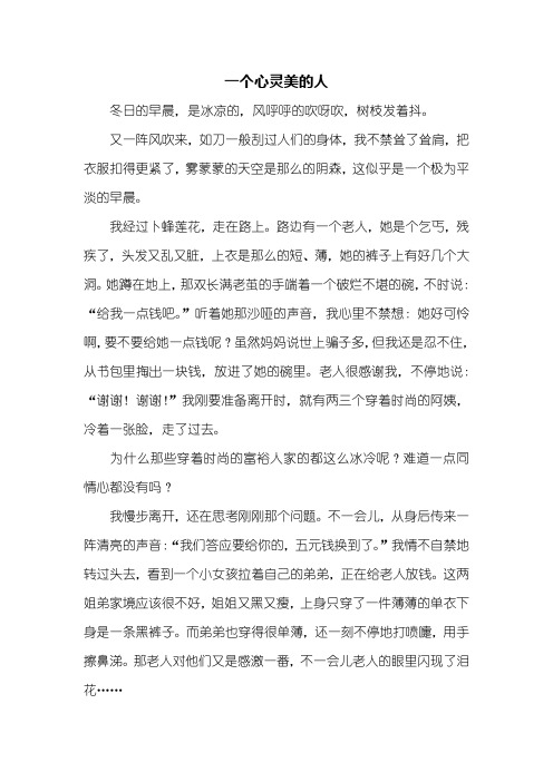 五年级作文：一个心灵美的人作文600字