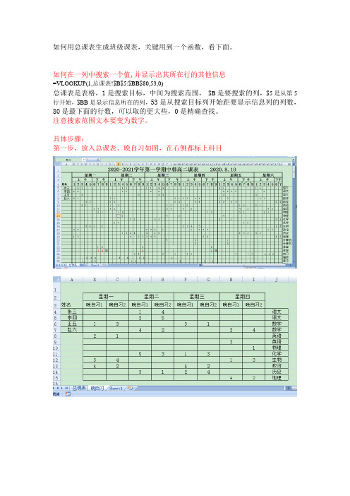 总课表生成班级课表