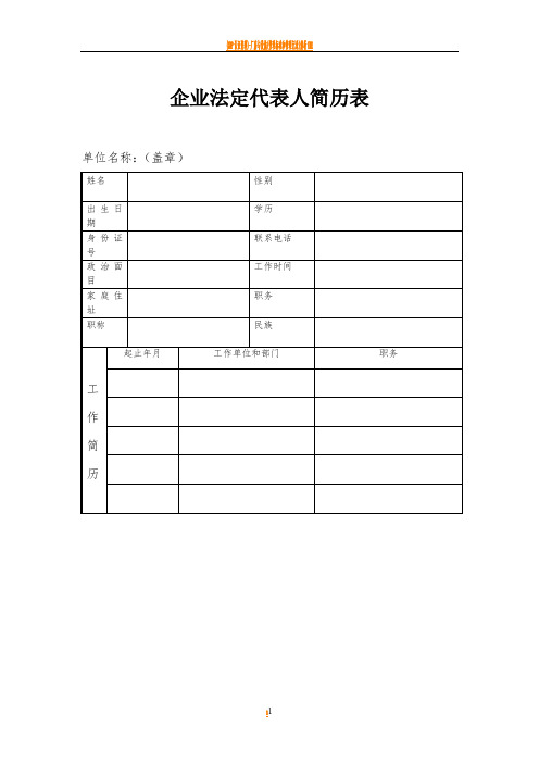 企业法定代表人简历表
