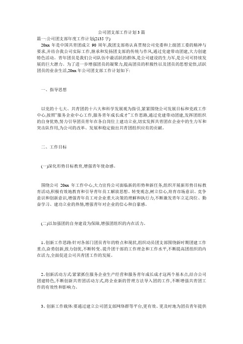 公司团支部工作计划3篇