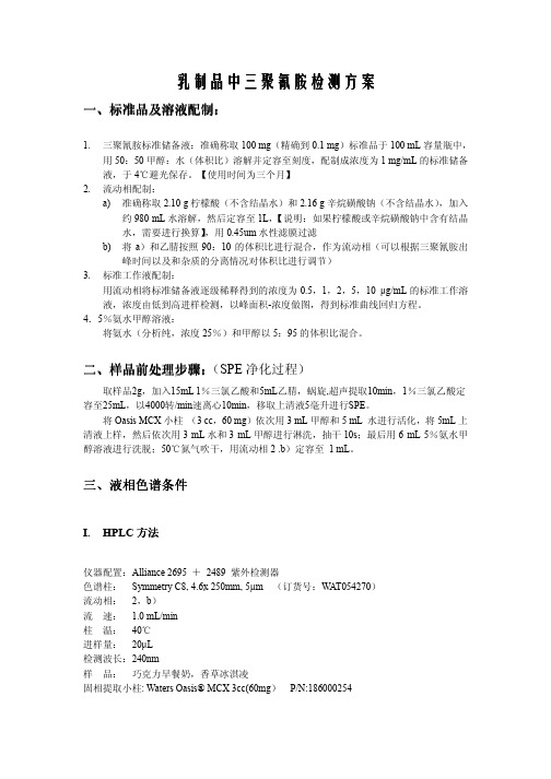 三聚氰胺检测 总结