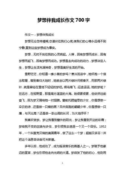 梦想伴我成长作文700字