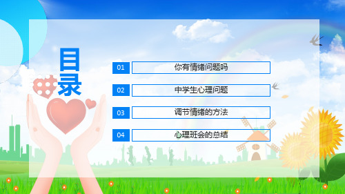 珍爱生命阳光生活中学生心理健康主题班会辅导课件