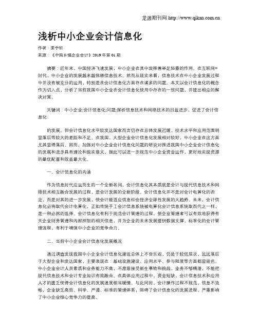 浅析中小企业会计信息化
