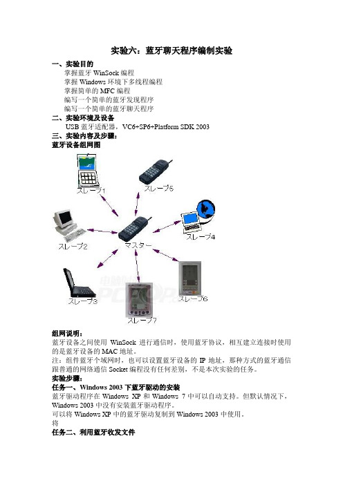 实验六：蓝牙聊天程序编制实验