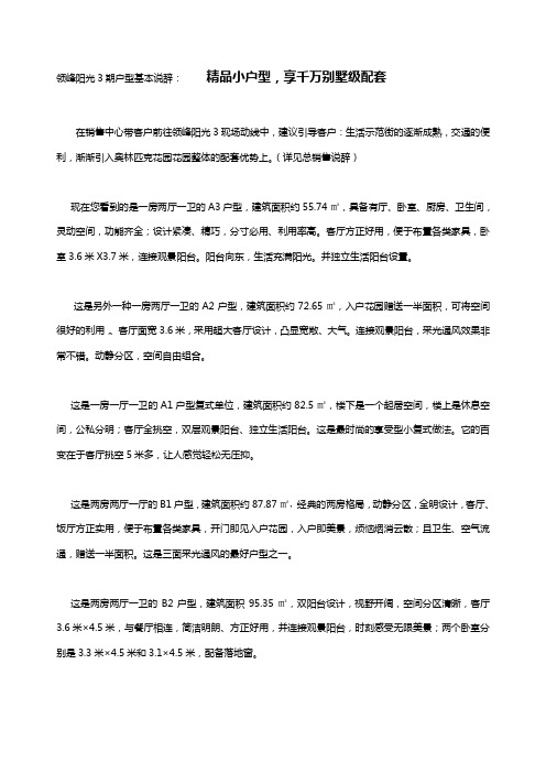 户型基本说辞