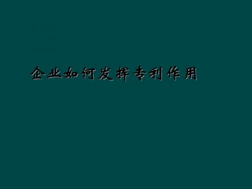 发挥专利作用ppt课件