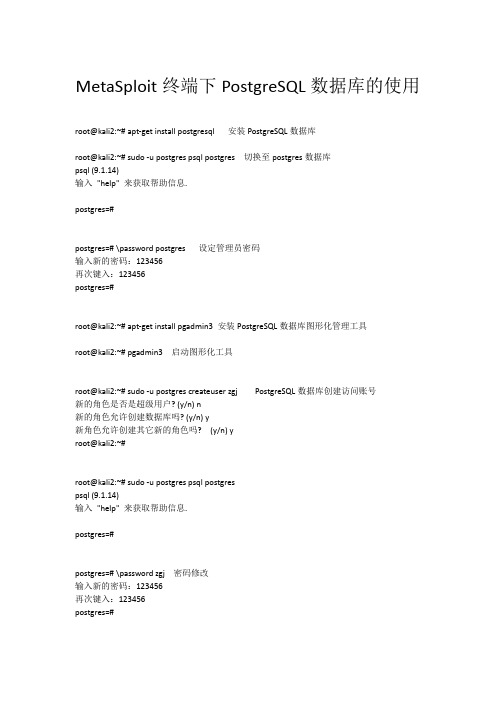 MetaSploit终端下PostgreSQL数据库的使用