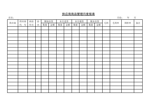 供应商商品管理月度报表