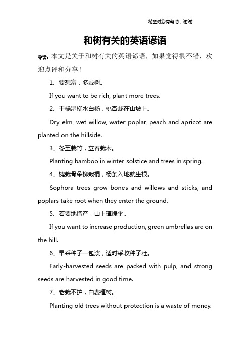 和树有关的英语谚语
