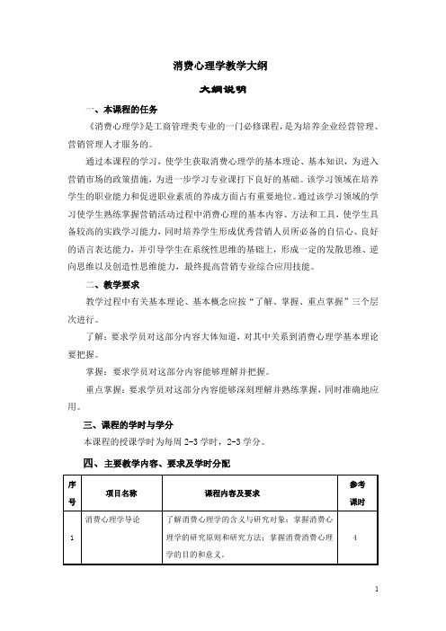 消费心理学教学大纲1