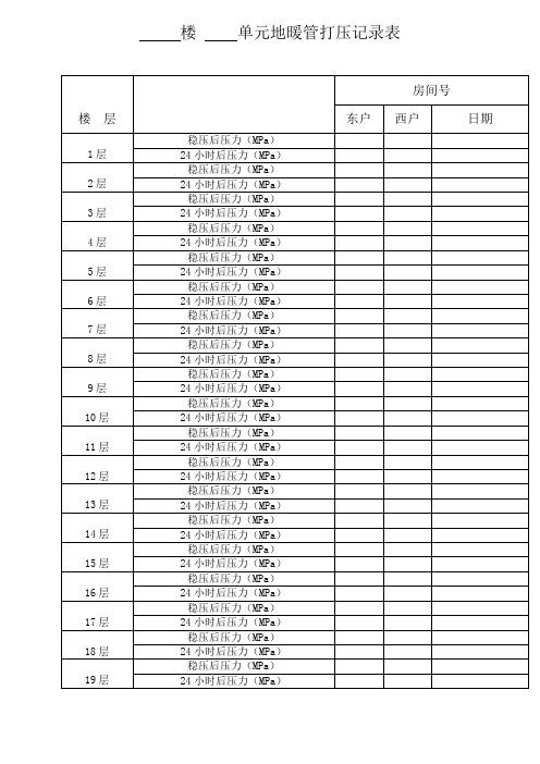 地暖管打压记录表