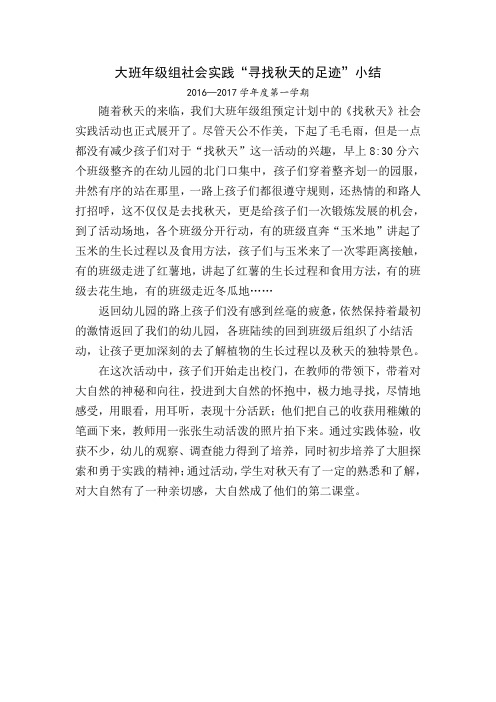 大班社会实践找秋天活动总结