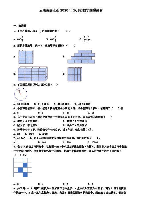 云南省丽江市2020年小升初数学四模试卷