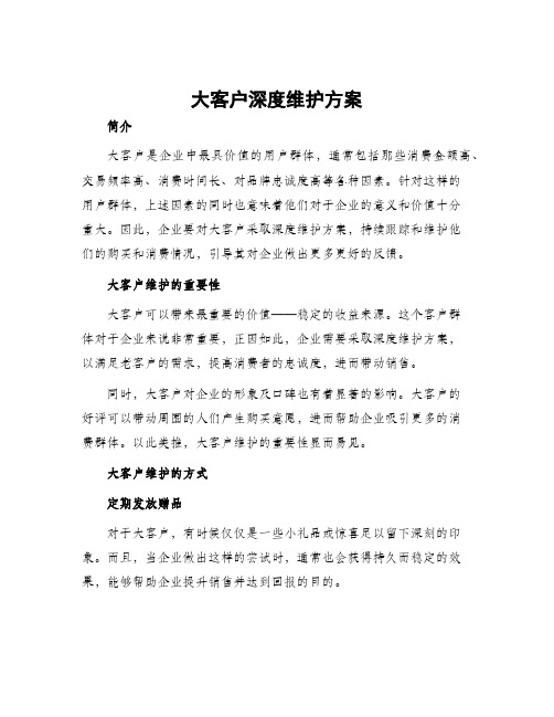 大客户深度维护方案