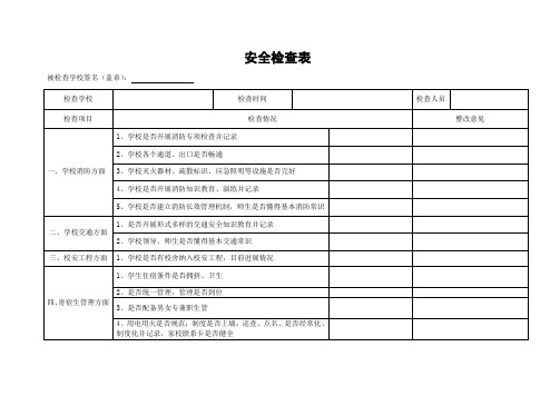 中小学学校安全检查表