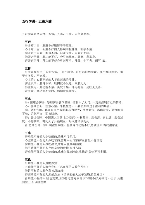 五行学说- 五脏六腑
