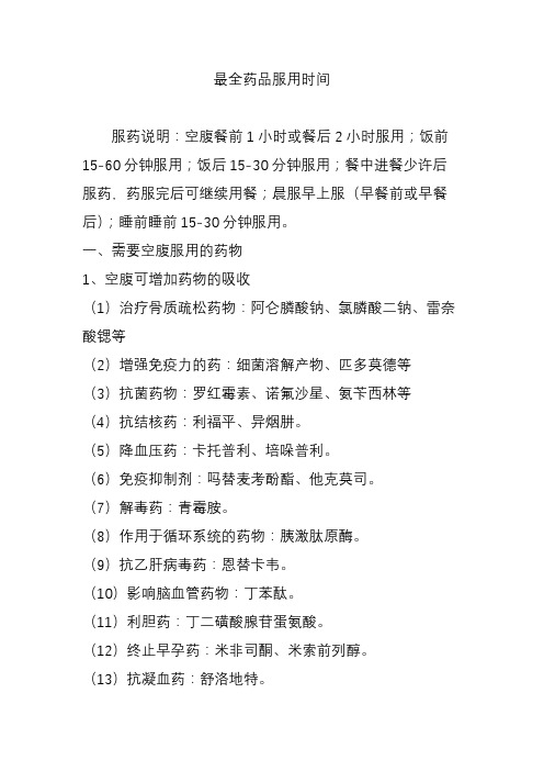 药品服用时间