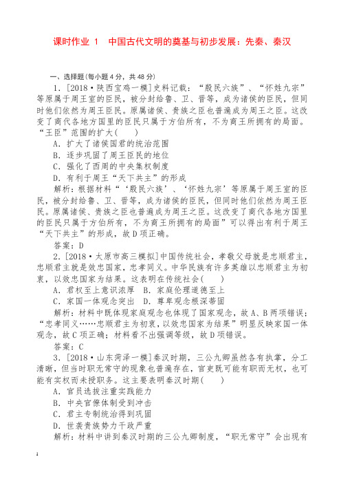 2019年历史冲刺试题课时作业 含解析