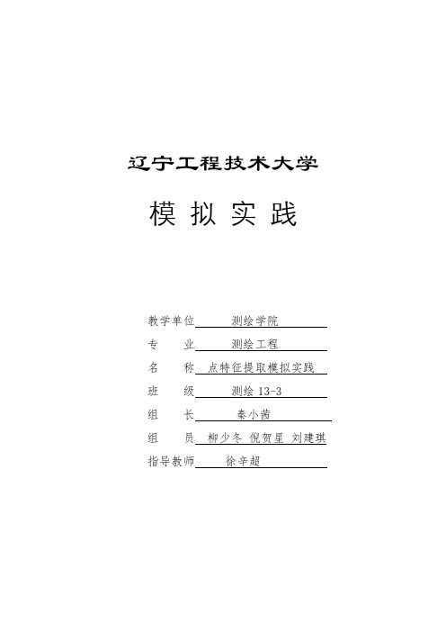 摄影测量学点特征提取模拟实践