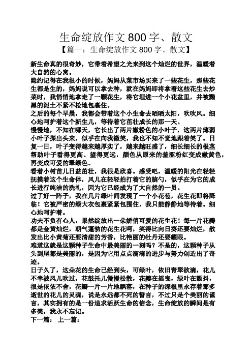 生命绽放作文800字、散文