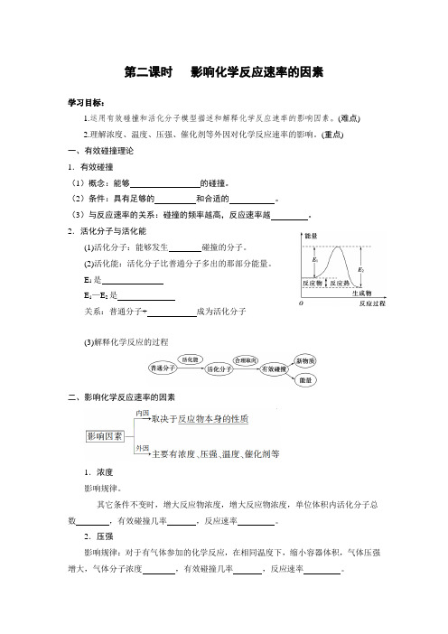 第2章第1节课时2影响化学反应速率的因素-导学案-2021-2022学年高二化学人教版选择性必修1