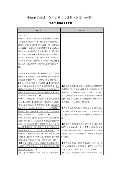申论范文精讲：鱼与熊掌可以兼得(效率与公平)