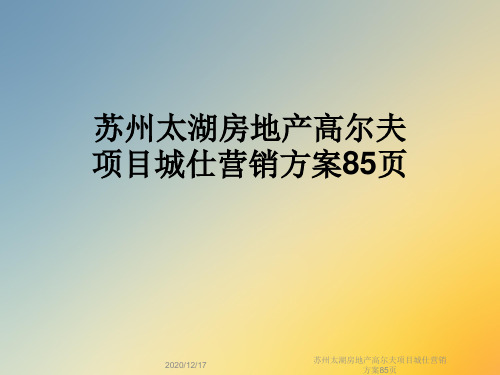 苏州太湖房地产高尔夫项目城仕营销方案85页