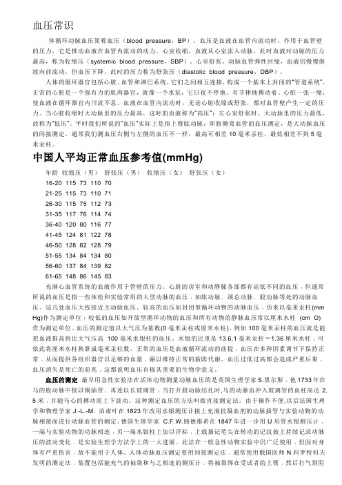 人体血压的基本知识