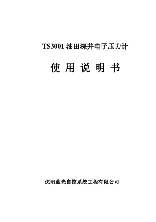 沈阳蓝光自控系统工程 油田深井电子压力计 说明书