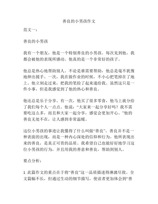 善良的小男孩作文