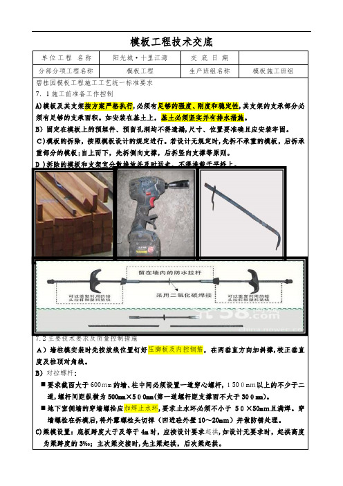 模板工程专业技术交底(碧桂园地方要求)